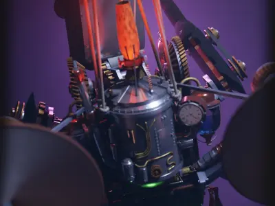 Little steampunk robot with balloon Free 3D model