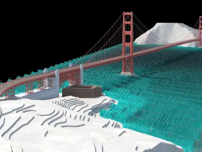 Golden Gate Bridge Environment Low-poly 3D model