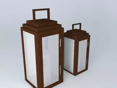 wooden lantern wooden lantern ornament garden Free 3D model
