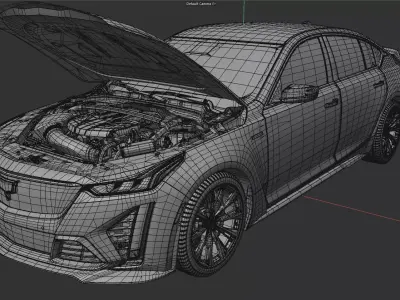 Cadillac CT5 V blackwing 2022 Engine and Interior 3D model