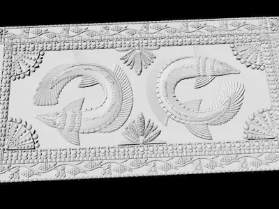 Central decor ornament for furniture 3D model 1047