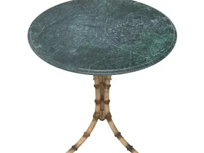 English Green Marble Top Faux Bamboo Cafe Table 3D model