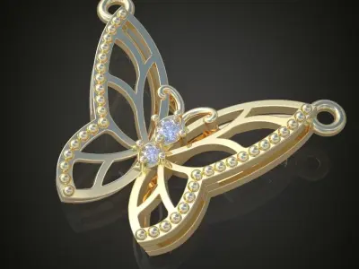 Butterfly Pendant  3D 0123 printable model11 3D print model