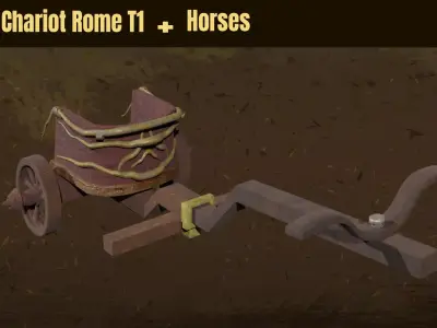 Asset - War Chariot Rome Horse T1 Free low-poly 3D model