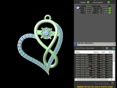 light weight yellow gold diamond pendent -DOC-P8083 3D print model