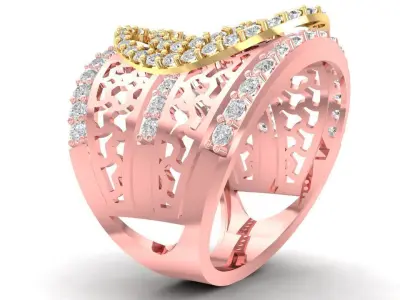 Luxury Double Halo Diamond Cocktail Ring for Women  2798 3D print model