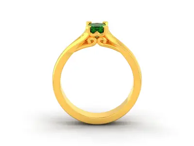 D-1189 gold ring with emerald stone 3D print model