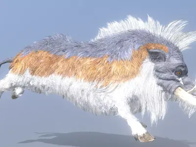 Wild Warthog Domestic Pig RUNNING 3D model