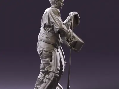 Hockey goalie in blue jersey 0895 3D Print Ready 3D print model