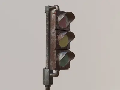 Game-ready rusty postapo retro traffic lights - Unity - UE4 Low-poly 3D model