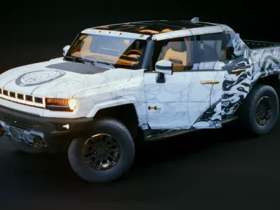 HUMMER EV 2022 Ghost Marble Edition Rigged Low-poly 3D model