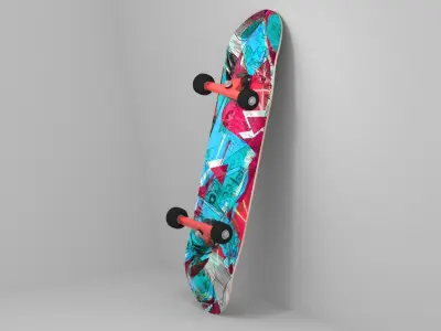 Skateboard hanging on wall Free 3D model