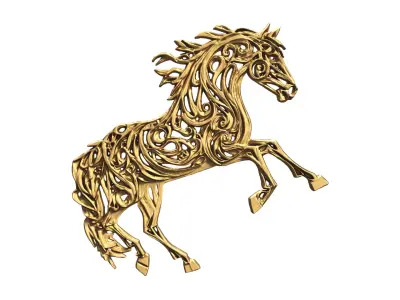 decor set wall panel horse relief mural CNC 08  3D print model