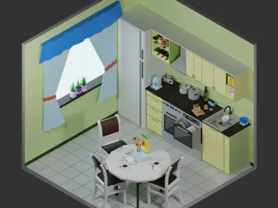 Simple apartment interiors pack 2 Low-poly 3D model