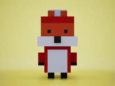 Voxel - Fox Low-poly 3D model