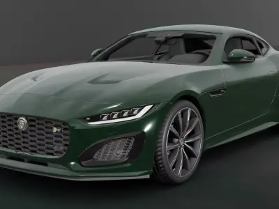 Jaguar F type Green Animated and Rigged Low-poly 3D model