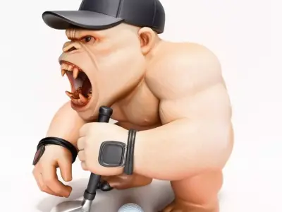 Gorilla Silverback Golf Statue toy 3D print model