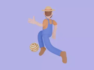 Stylized 3D Cartoon Farmer - Running Kick Pose 3D model