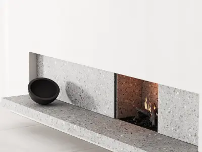 158 fireplace decorative wall kit 04 minimal terrazzo chimney 00 3D model