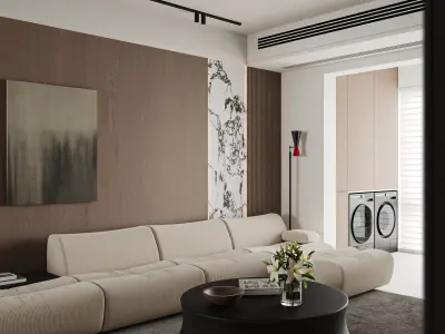 Modern living room dining room interior scenes  3D model