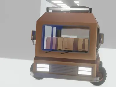 Cartoon Low Poly Rigged Van Low-poly 3D model 3D model