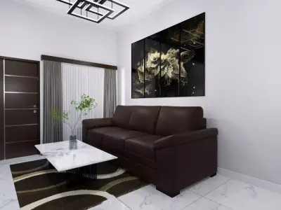 Luxury Modern Interior Design Guest Living room with Kitchen  3D model