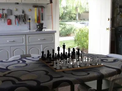 Chess Set table made of glass and metal Free 3D model