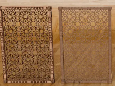 Jaffery Fancy Wooden Partition Panel - High Poly 3D PBR LOD Low-poly 3D model