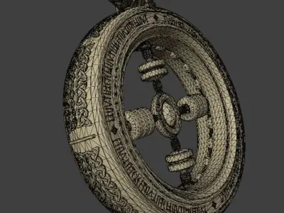 Gold Chain and Pendant 3D Model 3D model