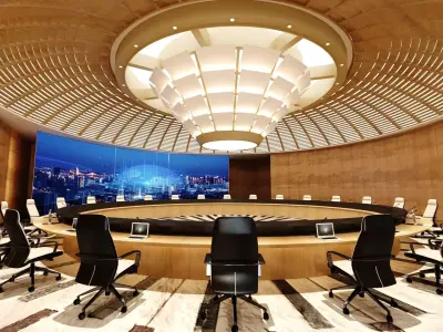 Luxury Round Conference Room 3D model