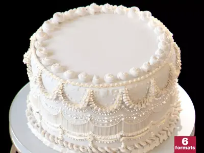 Modular Royal White Wedding Cream Cake Pie 3D model