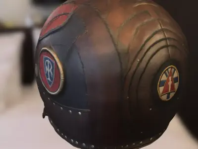 Vintage Leather Pilot Helmet Low-poly 3D model