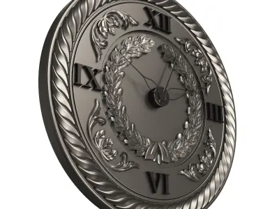 Classic Wall Clock 06 Chrome Low-poly 3D model