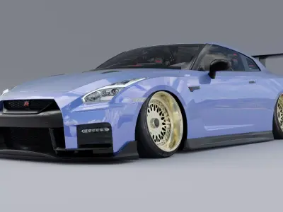 Nissan r35 Slammed JDM Style HIGHPOLY RIGGED CUSTOM DESIGN 3D model