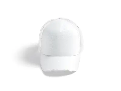 White Trucker Hat - sport mesh baseball cap 3D model