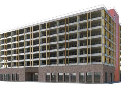 Multistorey car parking building with commercial spaces 3D model