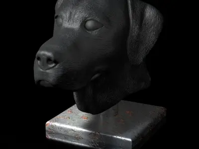 Labrador Male Head Portrait  STL-3D Printing Model High Polygon 3D print model