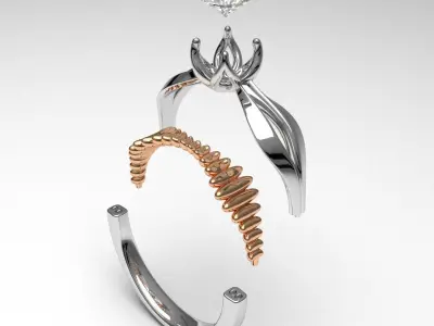 luxury unique design diamond engagement ring 3d printable 3D print model