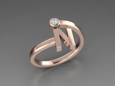 Jewelry Alphabet Ring N 3D print model
