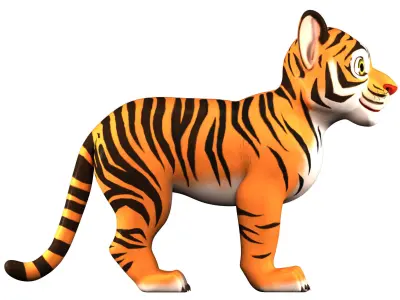 Cartoon Tiger 3D Low-poly 3D model