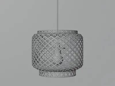 Chandelier pendant light made of rattan Low-poly 3D model