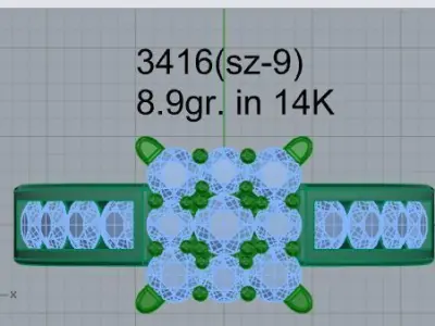 Channel Setting Square Diamond Ring 3416 3D print model