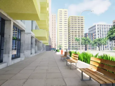 City Downtown Skyscraper Street - Unreal - Lot 03 Low-poly 3D model