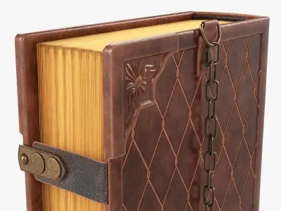 Old book in leather decorated 01 3D model