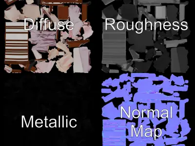 Elegant Canopy Bed with Drapes D Model Pack Low-poly 3D model