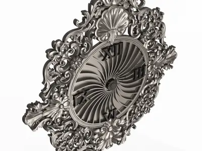 Classic Wall Clock 010 Chrome Low-poly 3D model