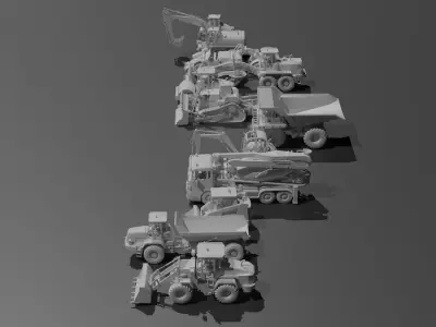 Construction Vehicles Pack Low-poly 3D model