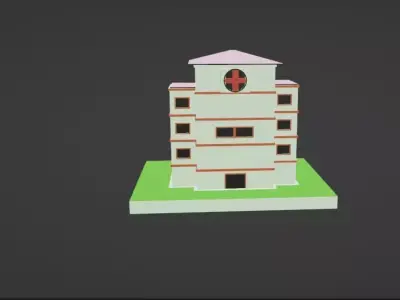 Low Poly Hospital Building 3D Model Low-poly 3D model