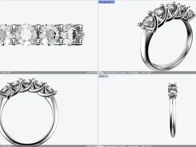 5 Stone Crisscross Claw Setting Ring Equaling 1ct 3D print model