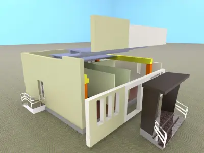 Modern precasted house 3D model